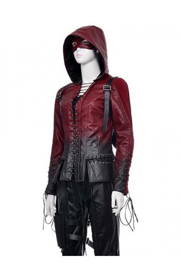 Arrow Thea Queen Red Hood Leather Jacket