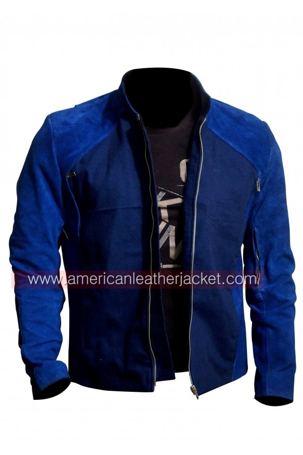 Captain America The Winter Soldier Blue Leather Jacket
