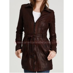 Castle Kate Beckett Brown Leather Coat Jacket