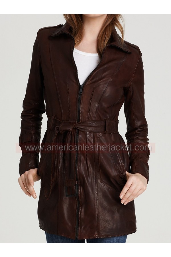 Castle Kate Beckett Brown Leather Coat Jacket