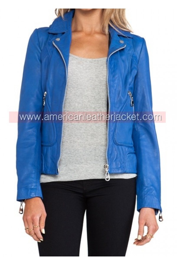 Clary Fray Blue Leather Jacket