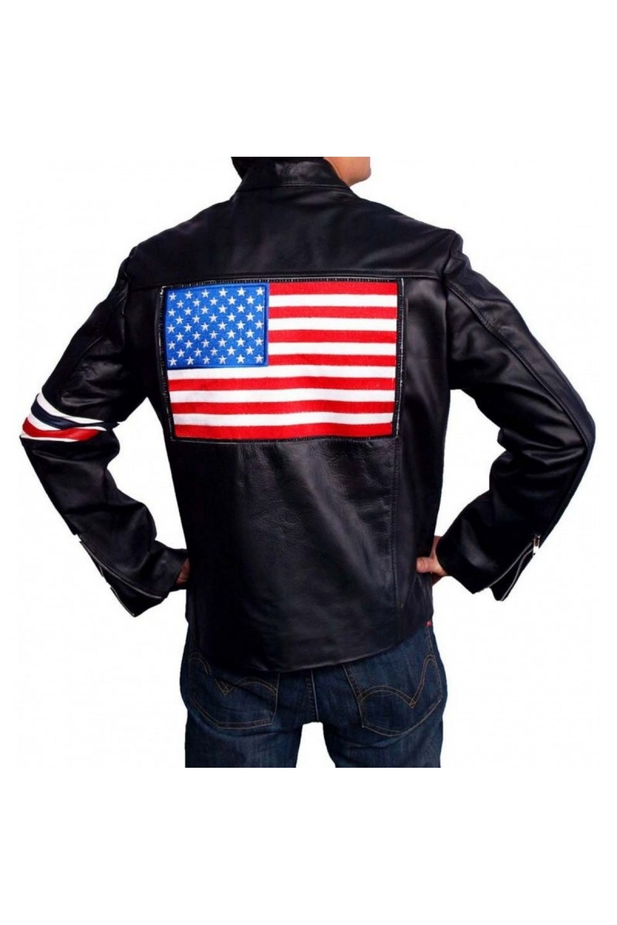 Easy Rider Captain America US Flag Leather Jacket - Motorcycle Jacket