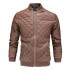 England Style Stand Collar Winter Leather Jacket