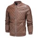 England Style Stand Collar Winter Leather Jacket