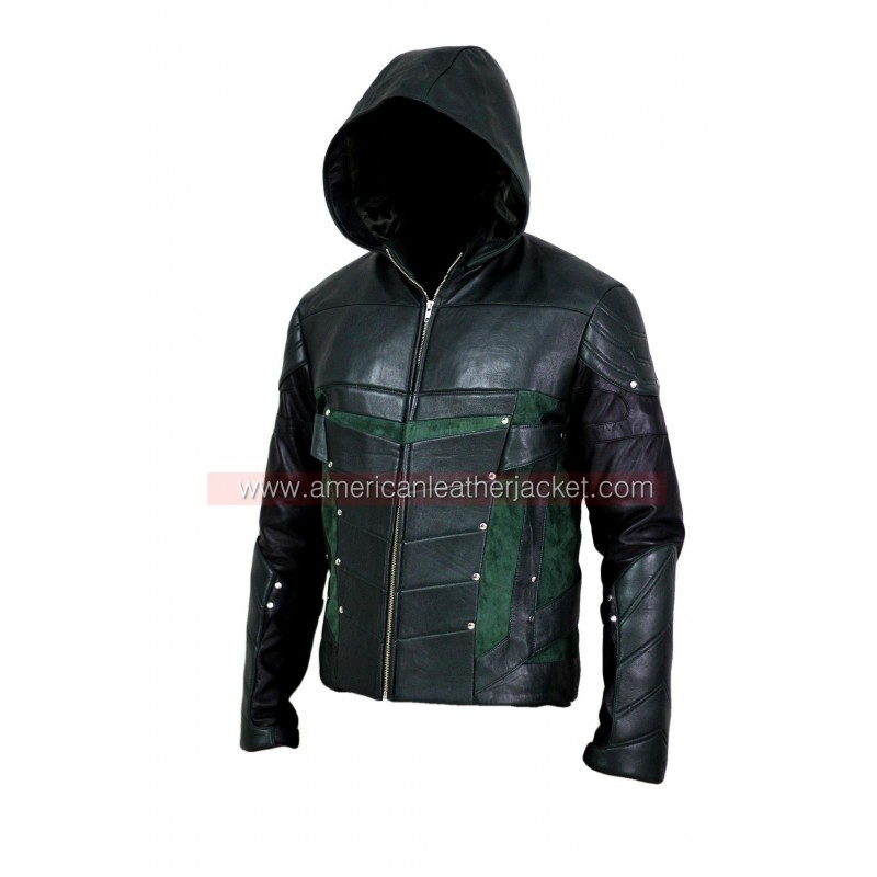 Oliver Queen Arrow Season 4 Leather Jacket Vest