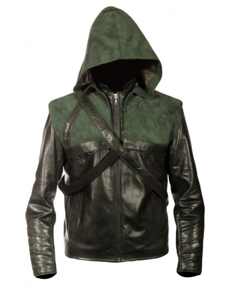Oliver Queen Arrow Green Leather Jacket | Stephen Amell Costume