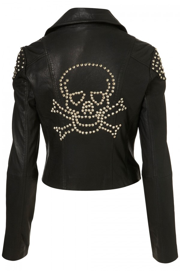 Skull Studded Biker Leather Jacket