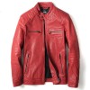 Slim Sheepskin Business Style Red Leather Jacket