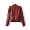 Spring Fashion Women Short Biker Red Leather Jacket