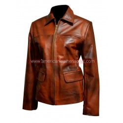 The Hunger Games Katniss Distress Brown Leather Jacket