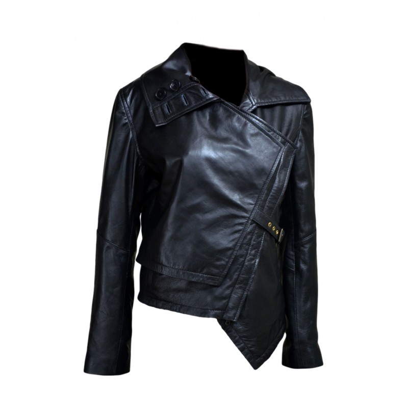Katniss Everdeen The Hunger Games Catching Fire Black Leather Jacket