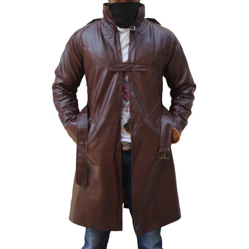 Watch Dogs Coat Jacket | Aiden Pearce Trench Coat in Leather