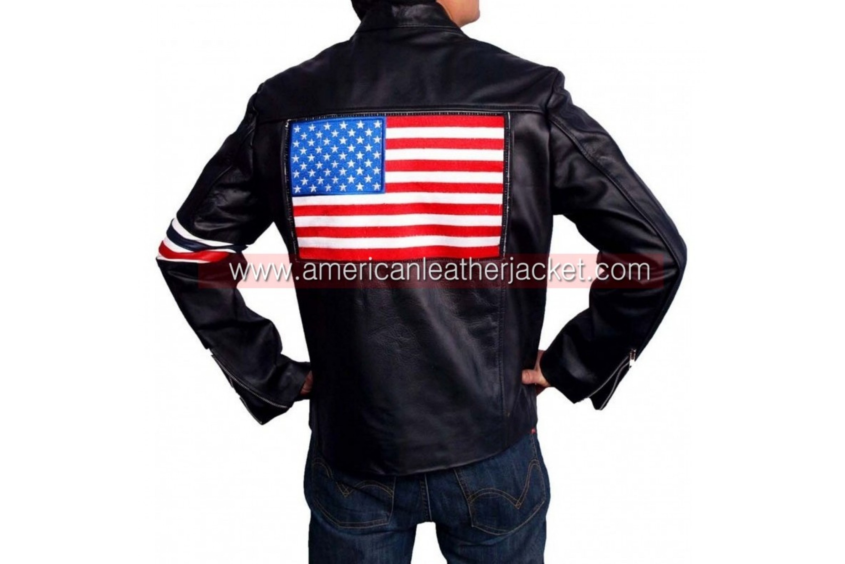 Easy Rider Captain America US Flag Leather Jacket - Motorcycle Jacket