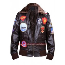 Tom Cruise Top Gun Men Fighter Jet Pilot Leather Jacket