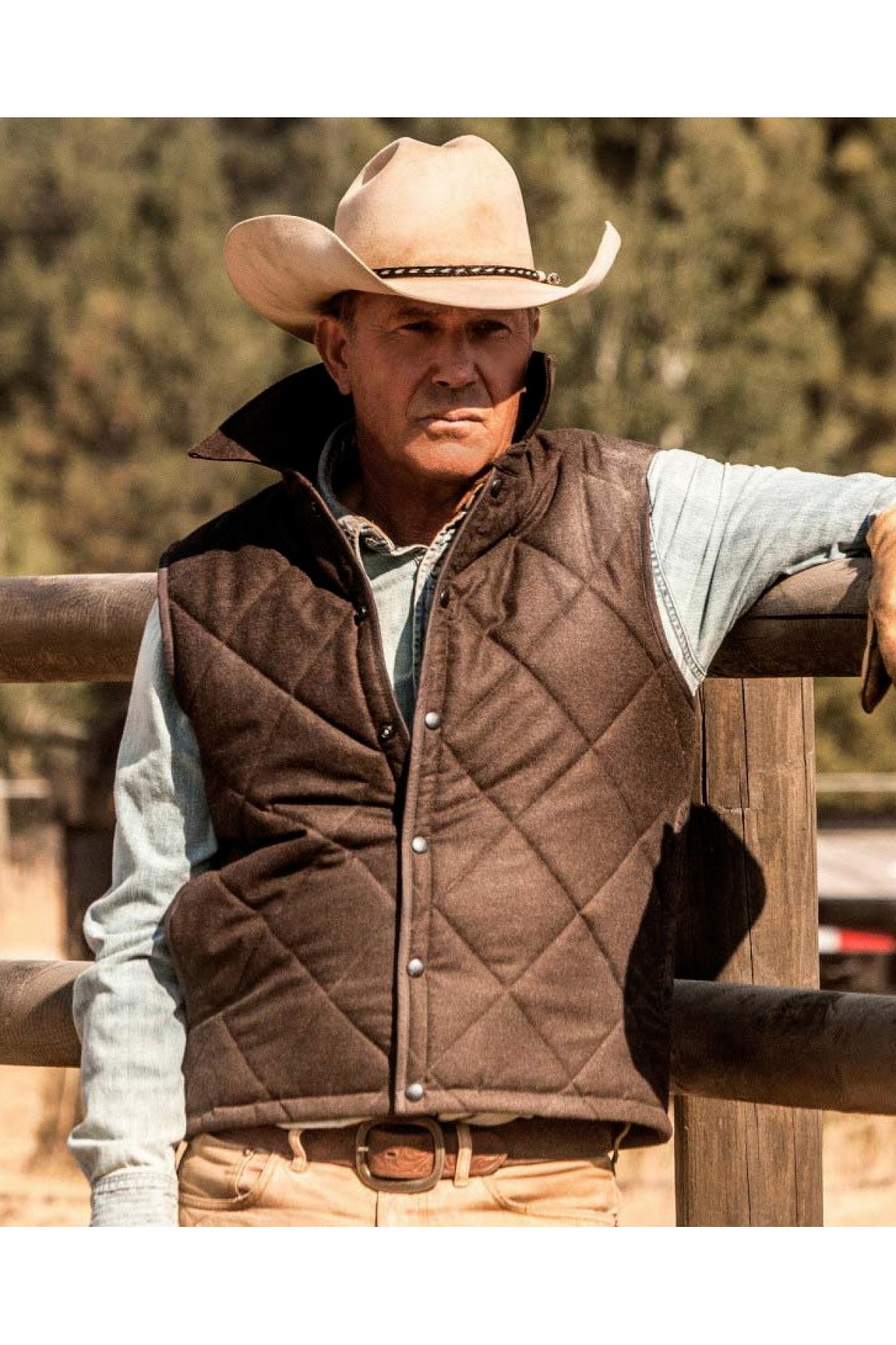 Gilet Da Uomo In Lana Nero Stile John Dutton (Yellowstone) - Kevin Costner, Tasche, Zip YKK, Taglia Small