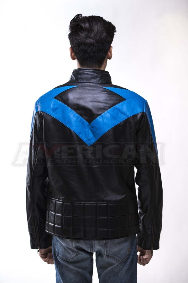 Nightwing Blue Stripe Leather Jacket