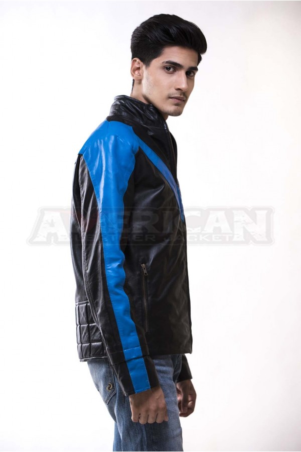 Nightwing Blue Stripe Leather Jacket