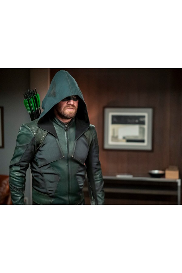 Green Arrow Season 8 Stephen Amell Oliver Queen Hoodie Jacket