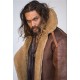 Aquaman Arthur Curry Fur Brown Distressed Leather jacket