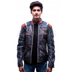 Retro 3 Vintage Cafe Racer Distressed Embroidered Leather Jacket Retro 3 Vintage Cafe Racer Distressed Embroidered Leather Jacket