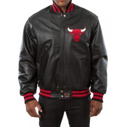Chicago Bulls Black Leather Jacket