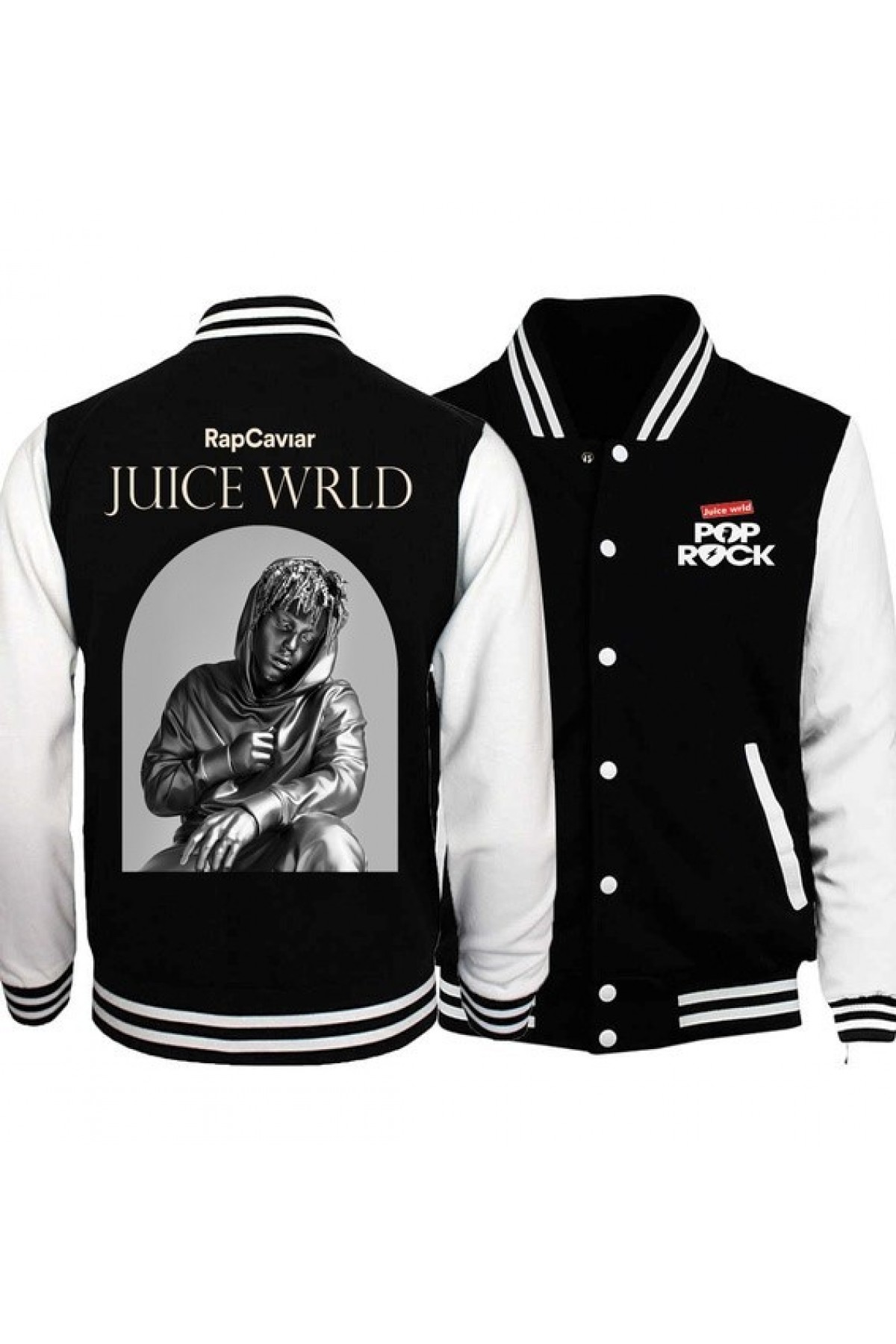 Juice Wrld Black & White Varsity Jacket