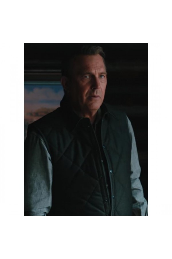 Kevin Costner Yellowstone John Dutton Black Quilted Vest