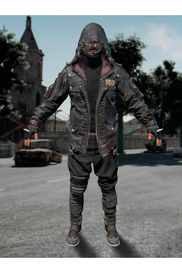 PlayerUnknown's Black Hooded Leather Jacket