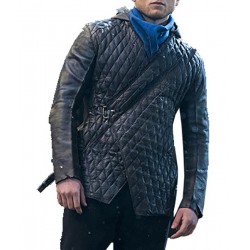 Taron Egerton Robin Hood Quilted Leather Jacket
