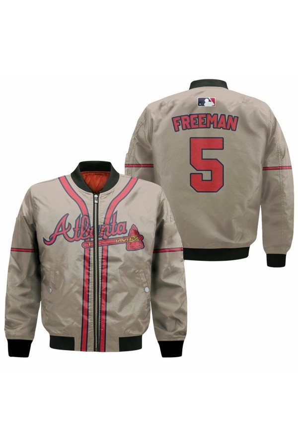 Freddie Freeman Atlanta Braves mlb 2020 Grey Bomber Jacket