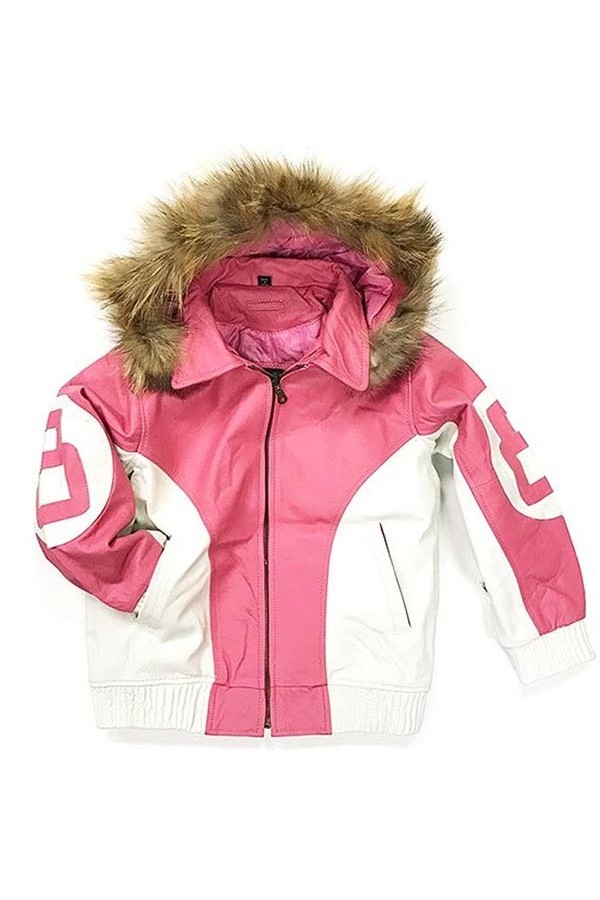 8 Ball Shearling Pink Hooded Jacket