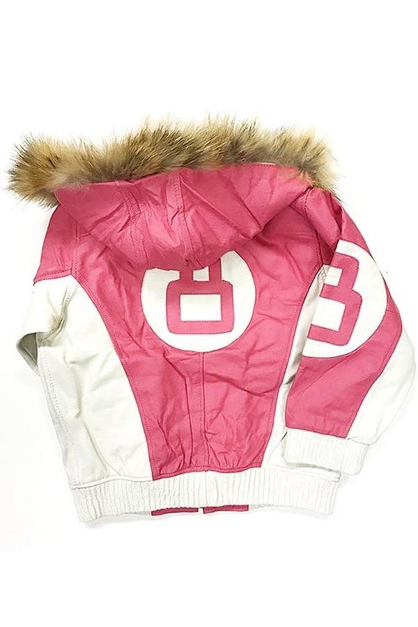 8 Ball Shearling Pink Hooded Jacket