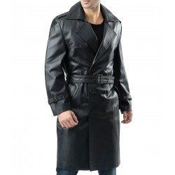 Adam Lambert Double Breasted Leather Trench Coat