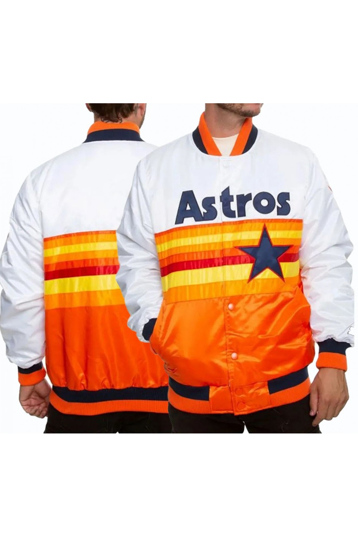 Houston Astros White and Orange Satin Jacket