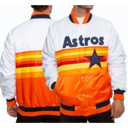 Houston Astros White and Orange Satin Jacket