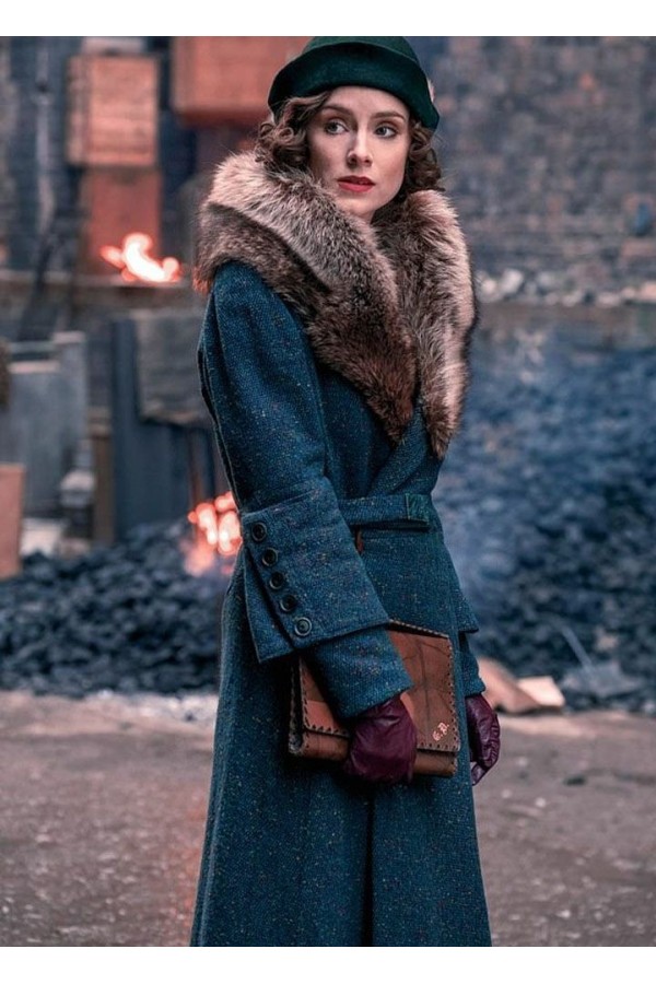 Sophie Rundle Peaky Blinders Season 5 Ada Shelby Fur Collar Coat