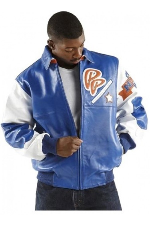Pelle Pelle Soda Club Blue Leather Varsity Jacket