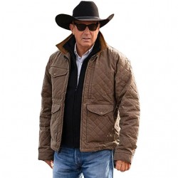 Kevin Costner Yellowstone Season 4 John Dutton Brown Quilted Jacket Kevin Costner Yellowstone Season 4 John Dutton Brown Quilted Jacket