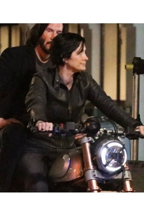 Carrie-Anne Moss The Matrix 4 Trinity Leather Jacket