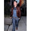 Cristiano Ronaldo Brown leather Jacket