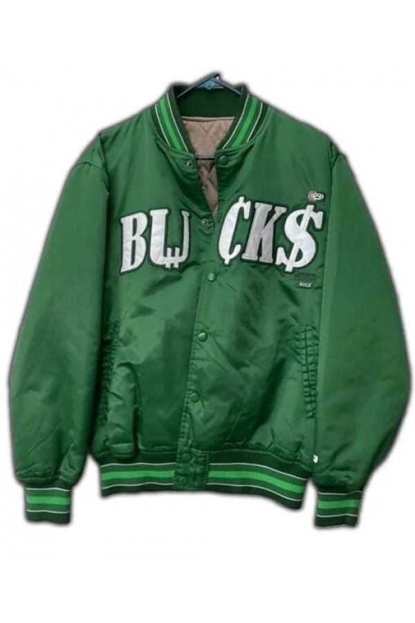 10 Deep Bucks Green Letterman Varsity Satin Jacket