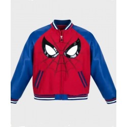 90s Spider Man Leather Varsity Jacket