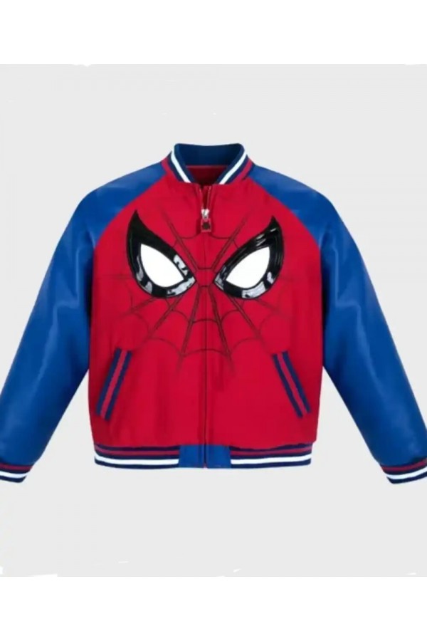 90s Spider Man Leather Varsity Jacket