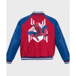 90s Spider Man Leather Varsity Jacket