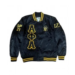 Alpha Phi Alpha Black Bomber Varsity Satin Jacket