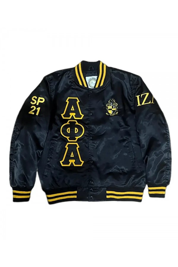 Alpha Phi Alpha Black Bomber Varsity Satin Jacket