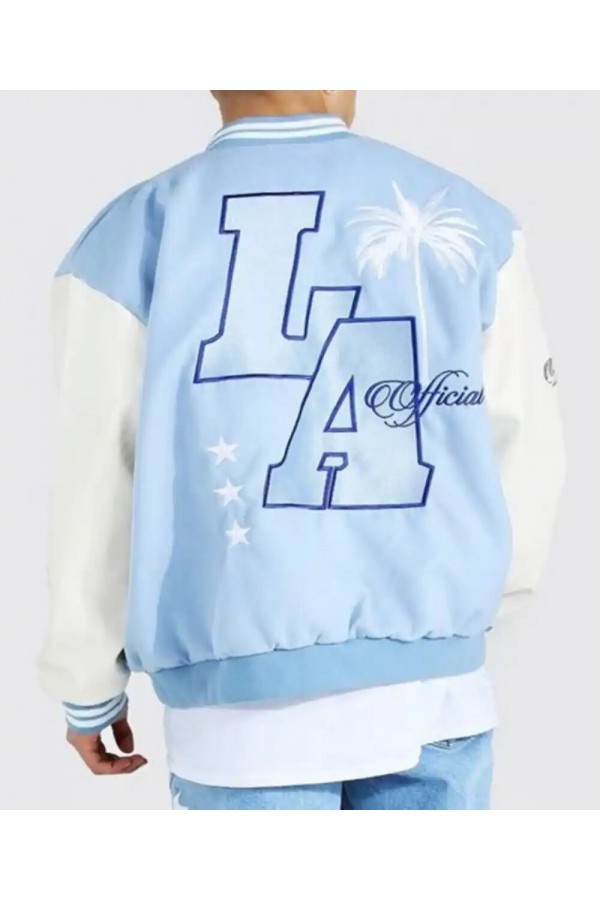 Baby Blue Varsity Bomber Jacket