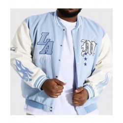 Baby Blue Varsity Bomber Jacket