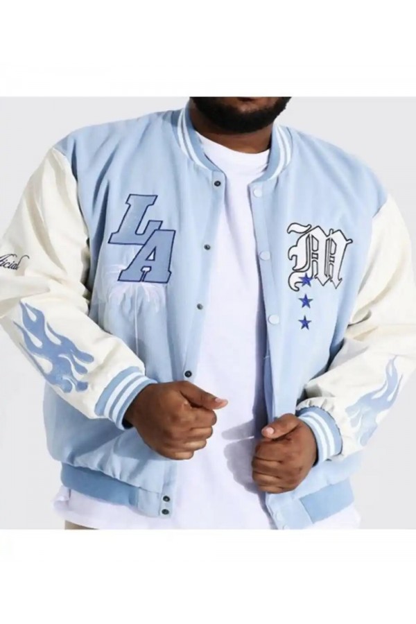 Baby Blue Varsity Bomber Jacket