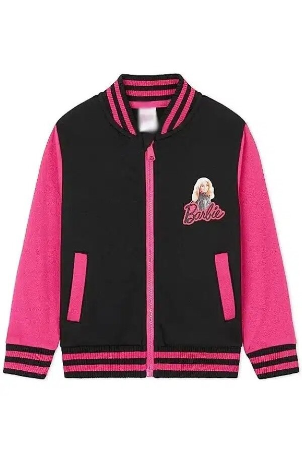 Barbie Girls Baseball Black and Pink Varsity Jacket